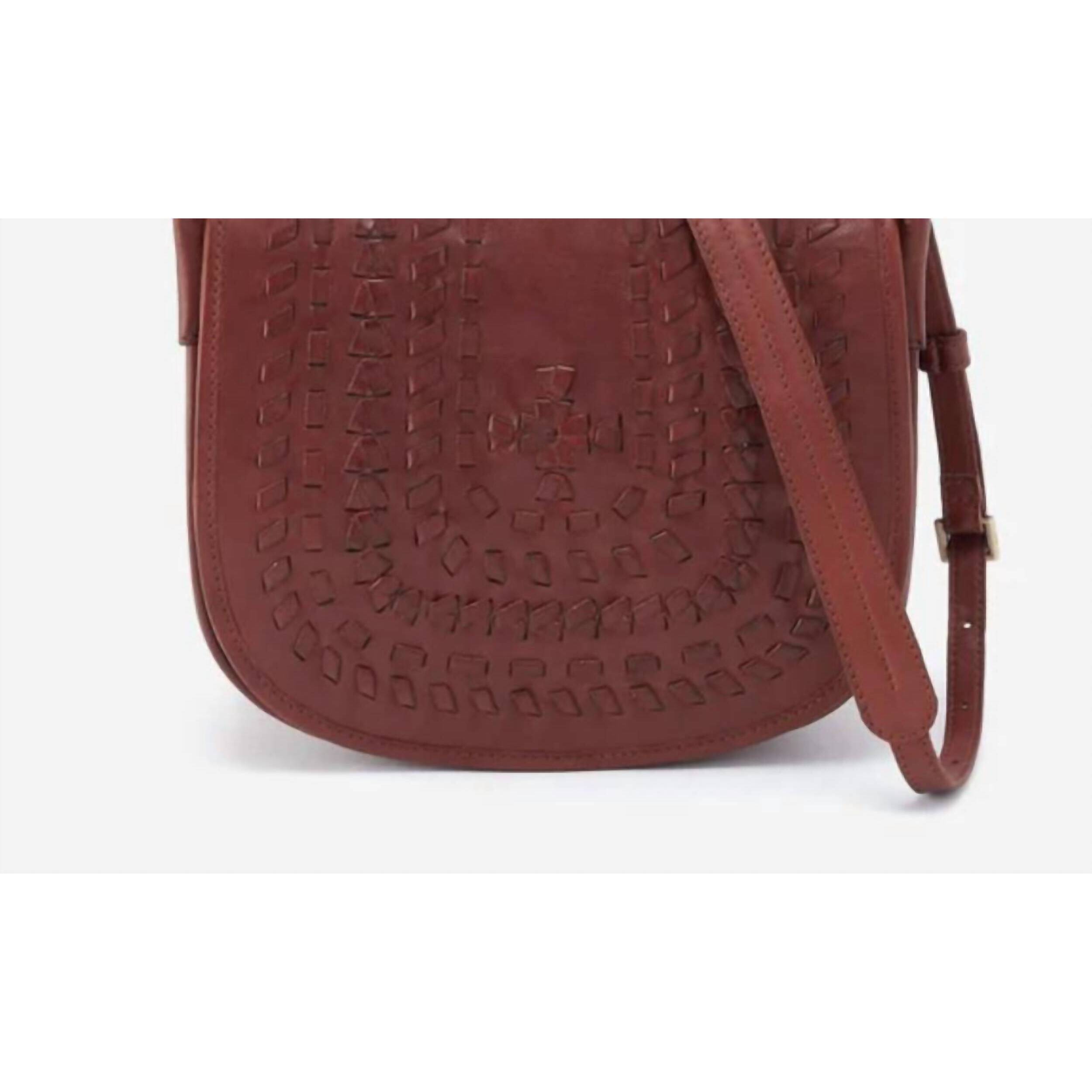 Hobo Woven Leather Crossbody Bag In Deep Burgundy